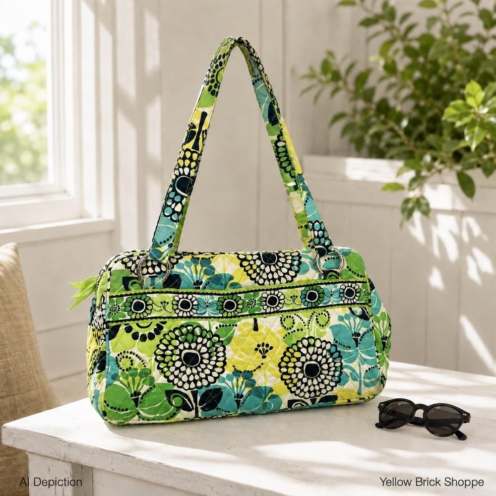 Vera Bradley Whitney Shoulder Bag Limes Up Triple Compartment Retired
